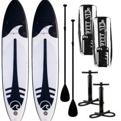 2x SUP-lautasetti Deep Sea XXL ilmatäytteinen 330 cm 15 PSI musta/valkoinen